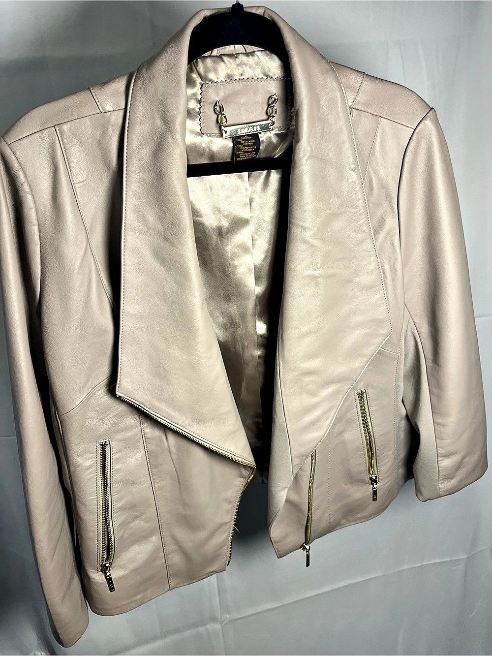 IMAN Leather Moto Jacket in light brown .. Like New